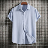 Camisa de manga curta em linho e algodão
