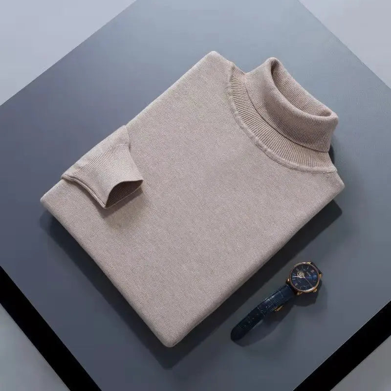 Elegante camisola de gola alta em algodão