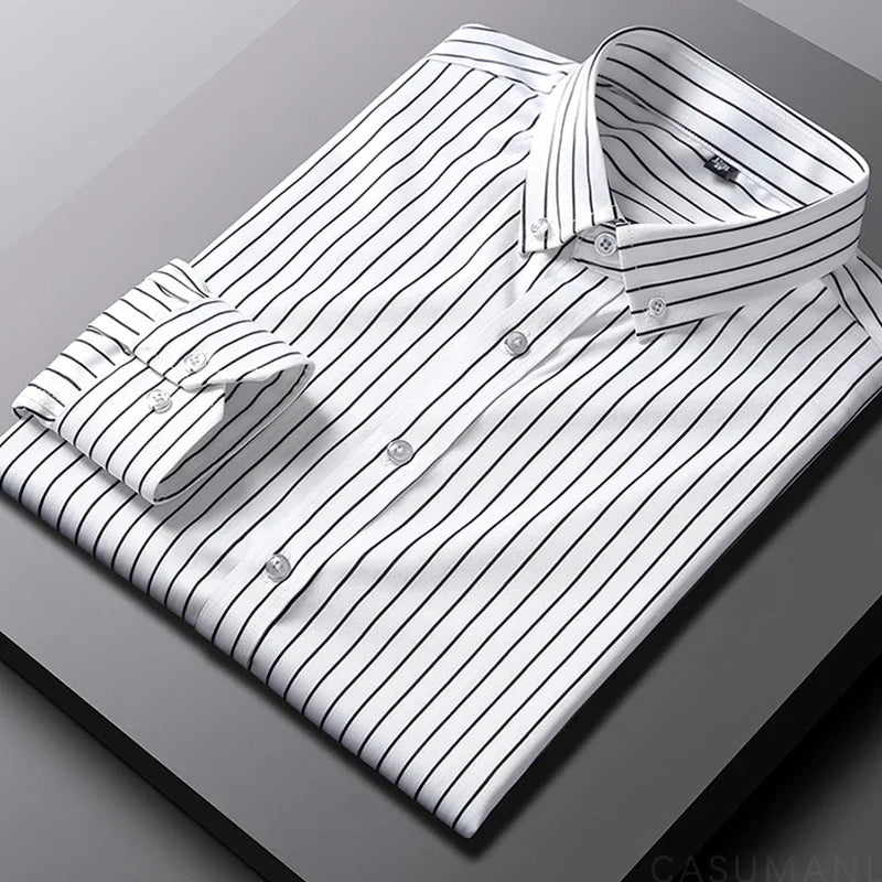 Givalli - Camisa casual às riscas para homem