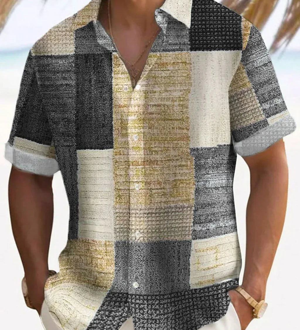 Camisa elegante em patchwork