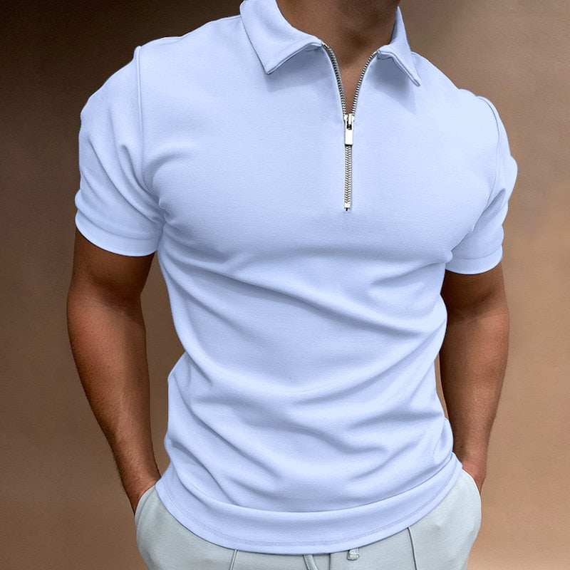 Camisa pólo com fecho