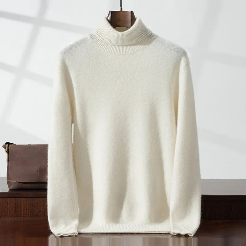 Elegante camisola de gola alta em caxemira