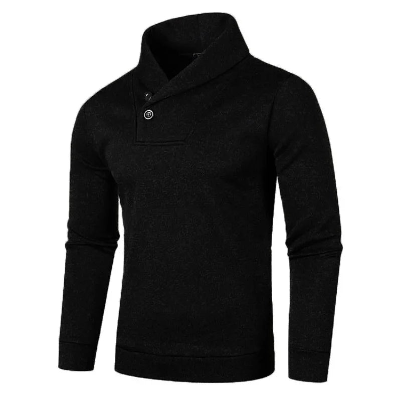Elegante camisola de gola alta com botões