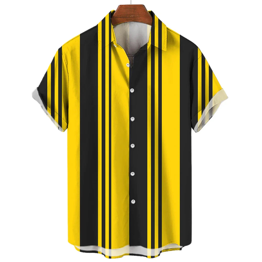 Camisa de verão de manga curta às riscas