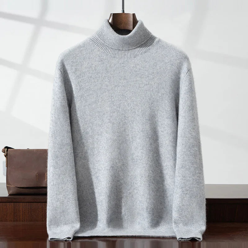 Elegante camisola de gola alta em caxemira