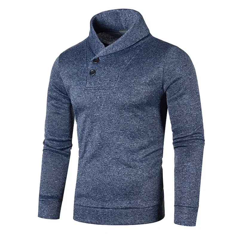 Elegante camisola de gola alta com botões