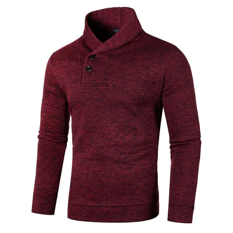Elegante camisola de gola alta com botões