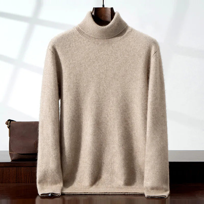Elegante camisola de gola alta em caxemira