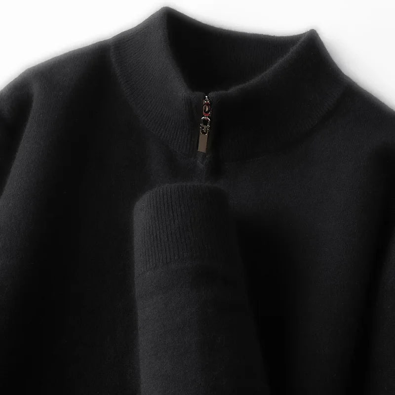 Camisola com fecho em lã merino australiana
