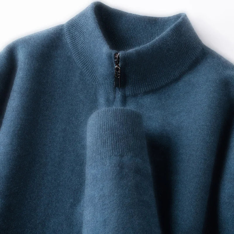Camisola com fecho em lã merino australiana