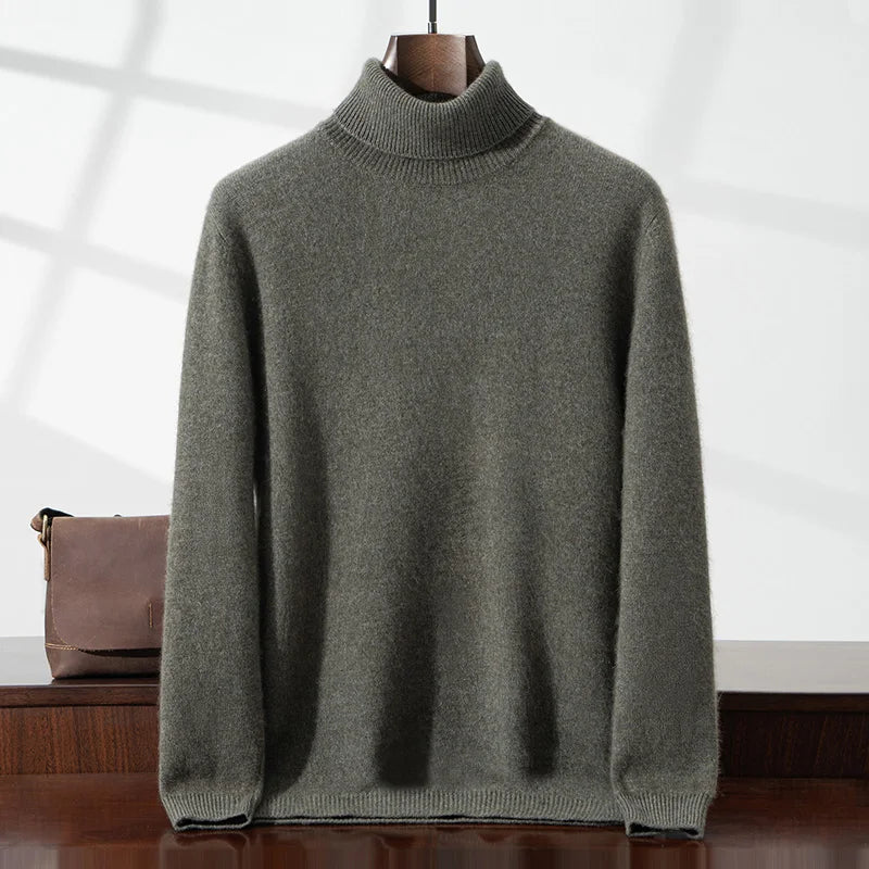 Elegante camisola de gola alta em caxemira