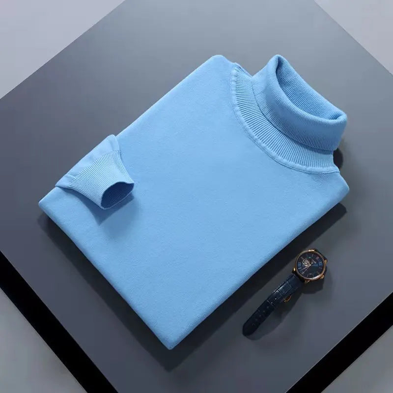 Elegante camisola de gola alta em algodão