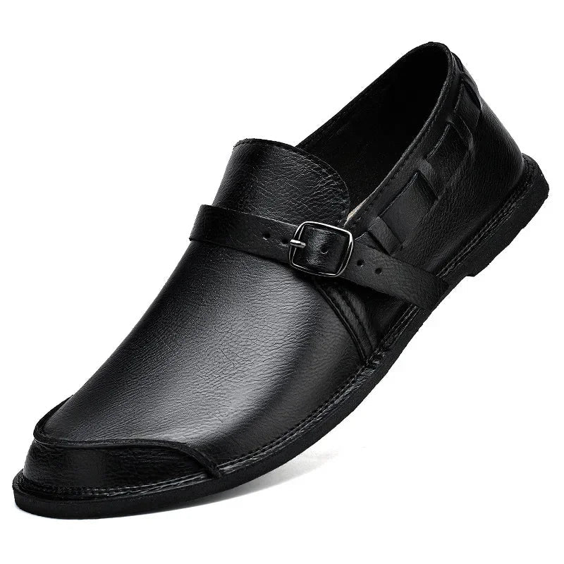 Mocassins de couro com fivela