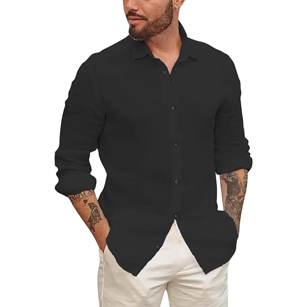 Camisa havaiana em linho de algodão
