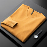 Camisola elegante de caxemira com decote em V
