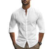 Camisa casual de verão em algodão e linho