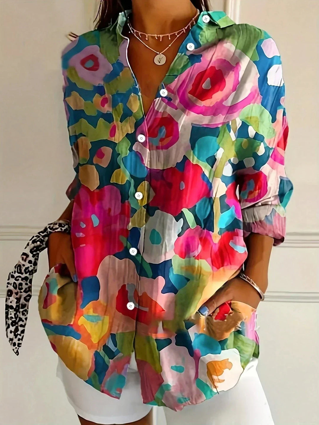 Moda Lusitana - Camisa de Manga Longa com Estampa Artística