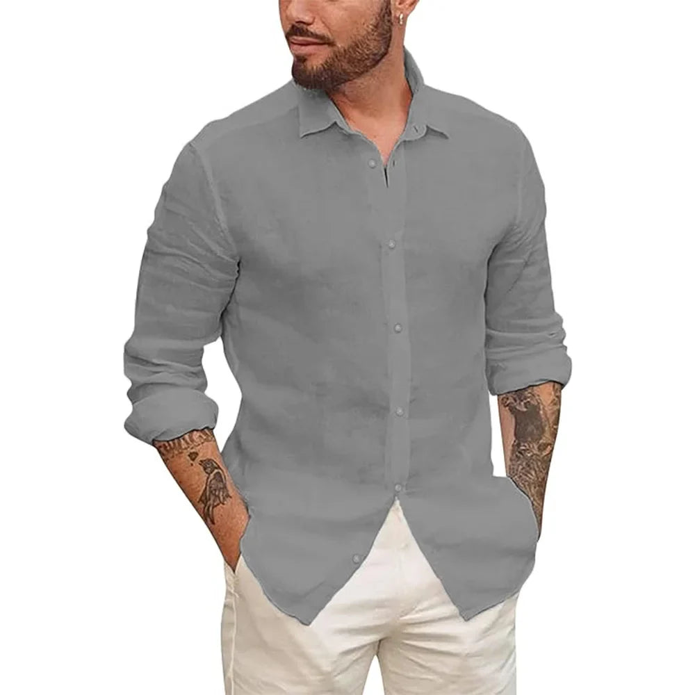 Camisa havaiana em linho de algodão