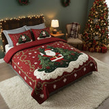 Conjunto de Roupa de Cama Acolchoada de 3 Peças O Mundo da Oficina do Pai Natal