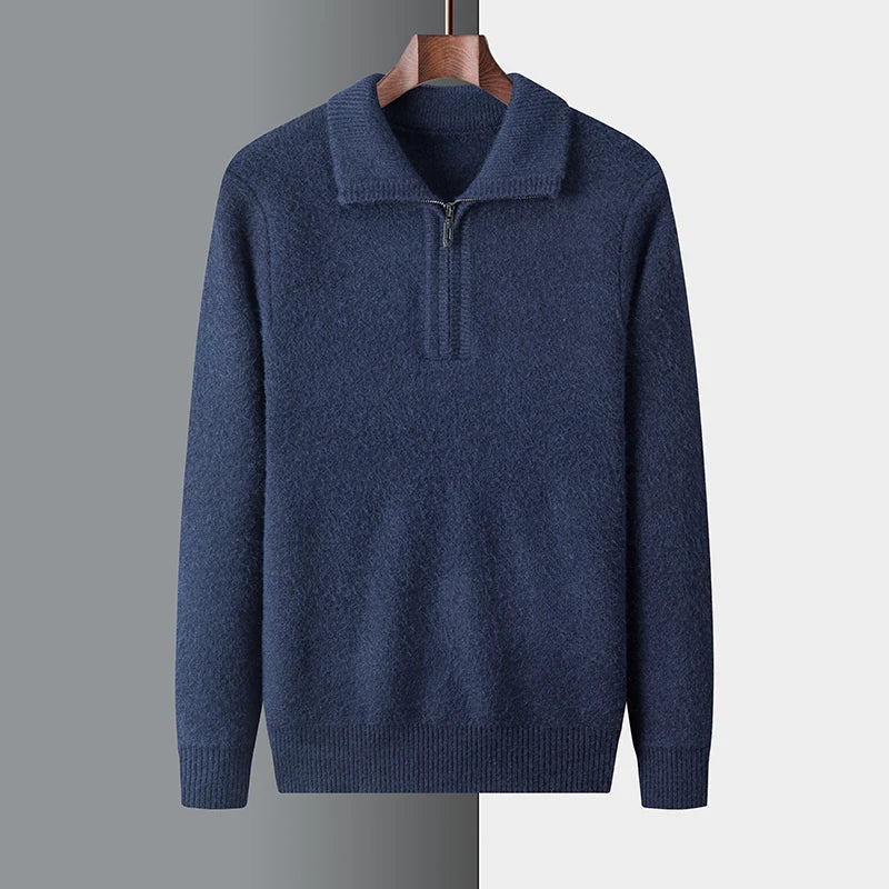 Camisola elegante de caxemira com fecho