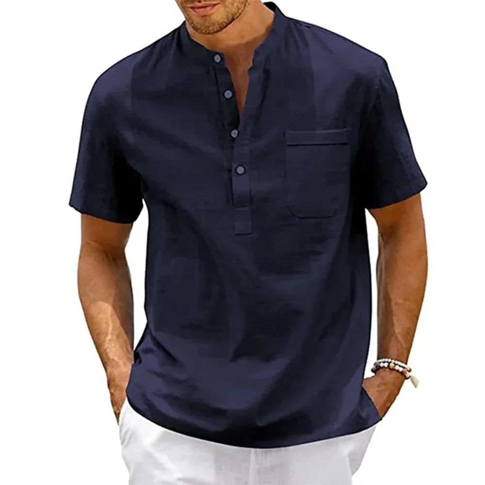 Camisa elegante em linho de algodão