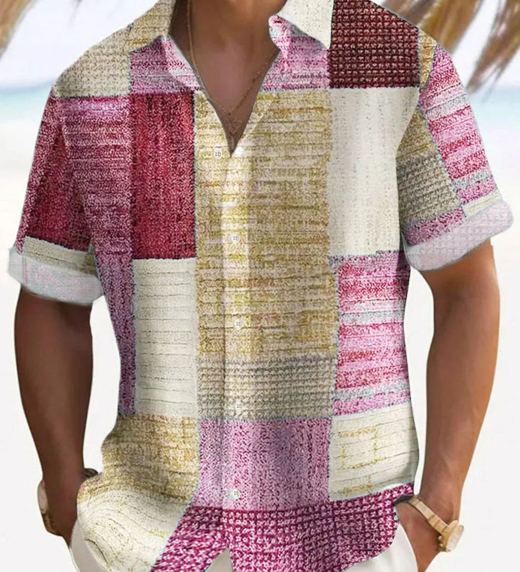 Camisa elegante em patchwork