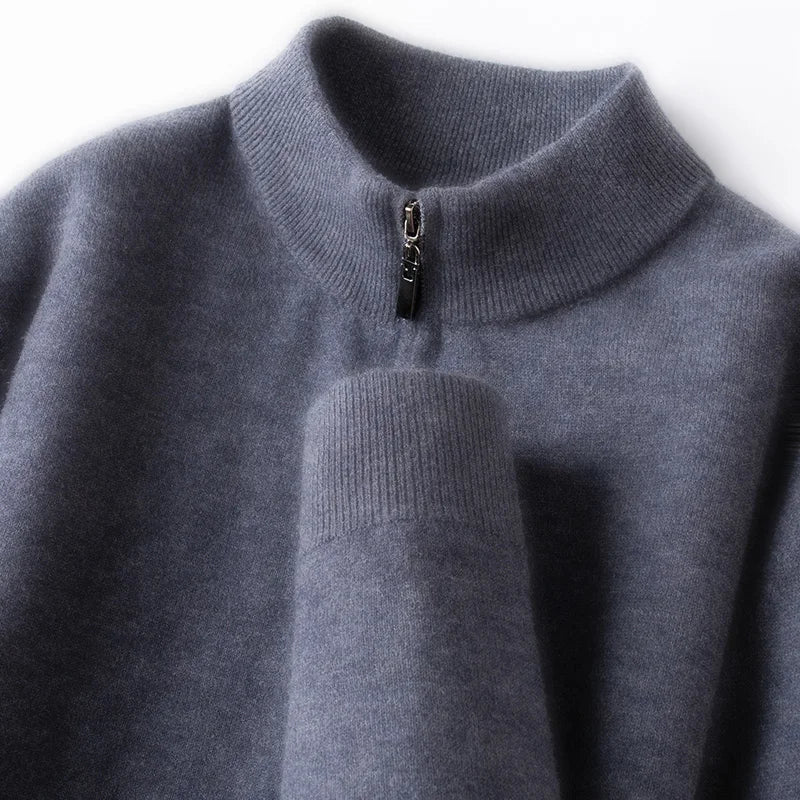 Camisola com fecho em lã merino australiana