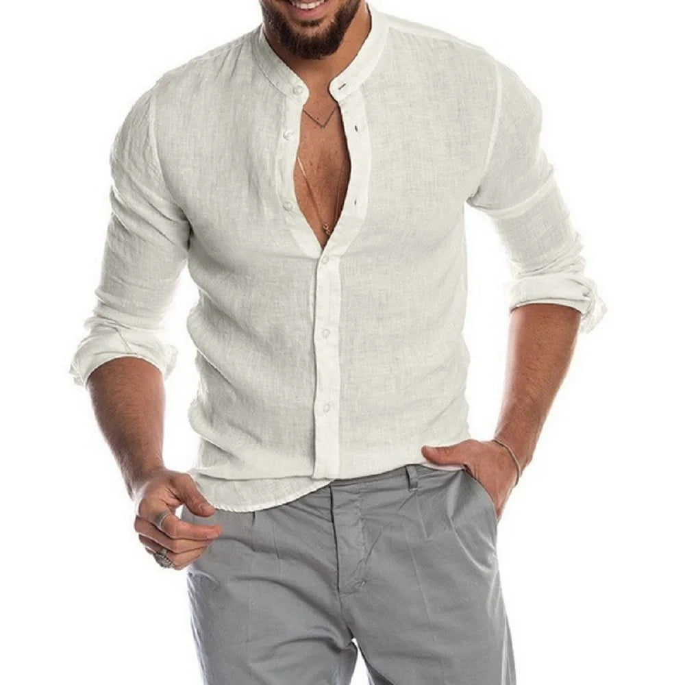 Camisa de linho de algodão