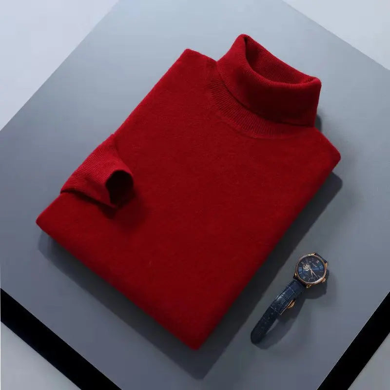 Elegante camisola de gola alta em algodão