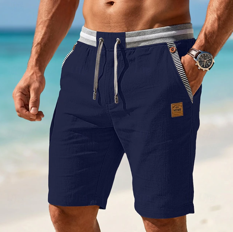 Moda Lusitana - Calções de verão leves com cordão de ajuste