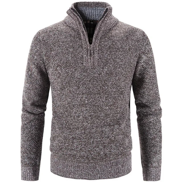 Camisola elegante com fecho de correr em malha grossa