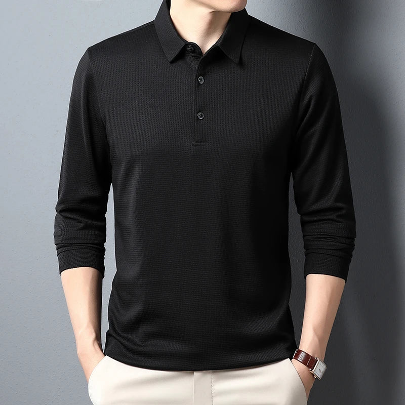 Camisa pólo elegante de manga comprida