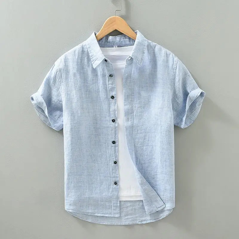 Camisa de linho de manga curta