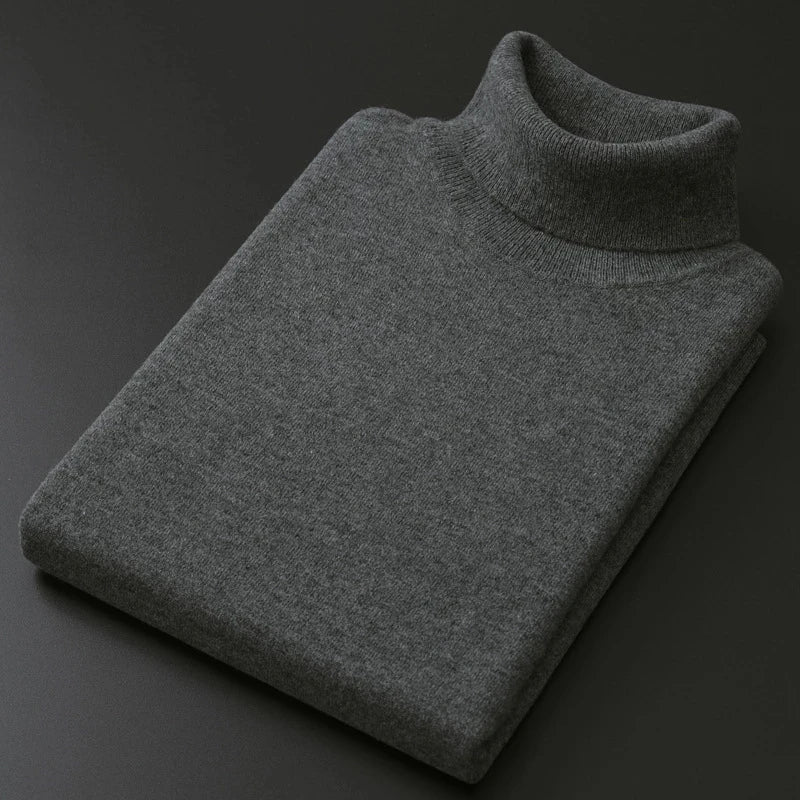 Elegante camisola de gola alta em algodão