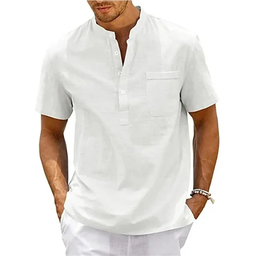 Camisa elegante em linho de algodão