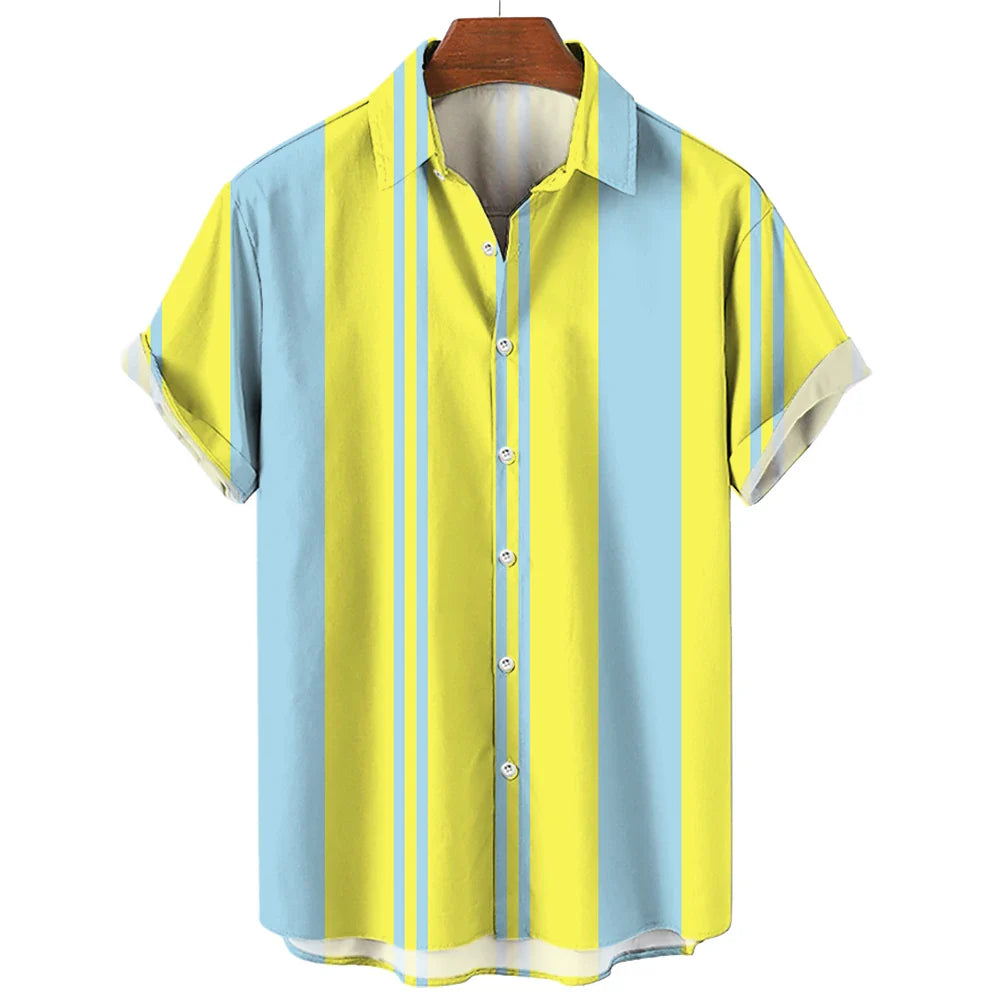 Camisa de verão de manga curta às riscas