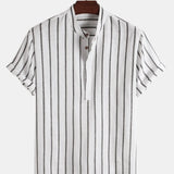 Camisa elegante de manga curta às riscas