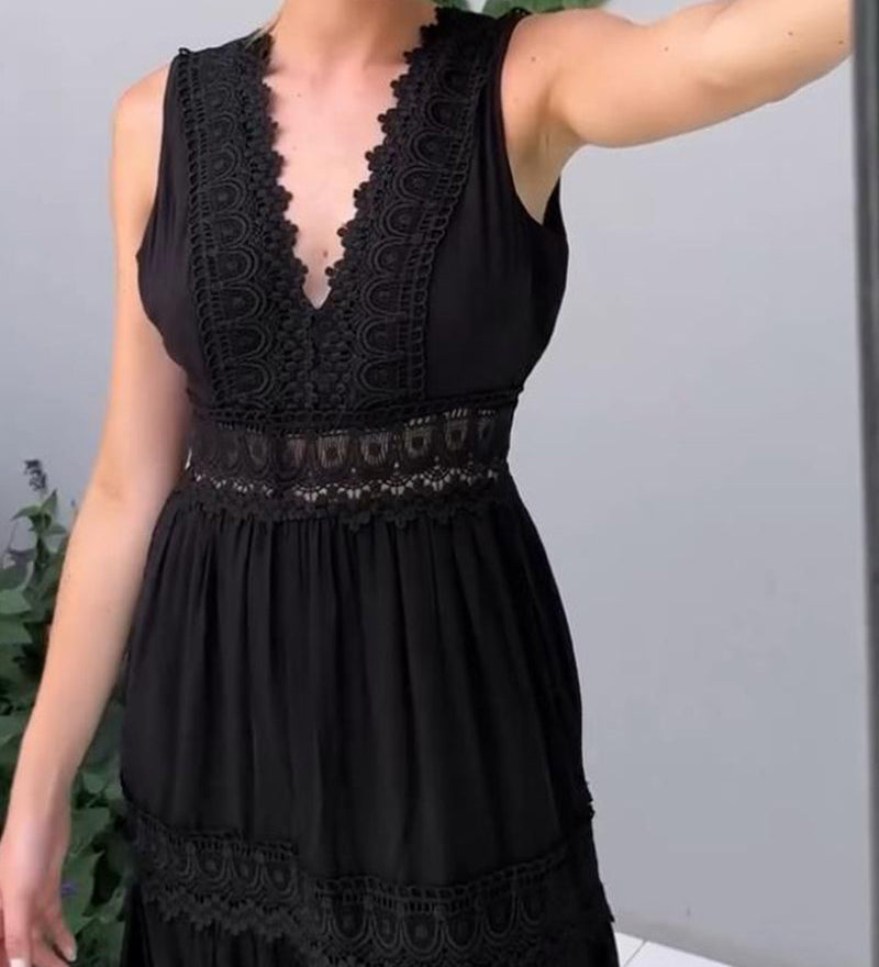 Charlotte - Vestido de renda artesanal com decote em V