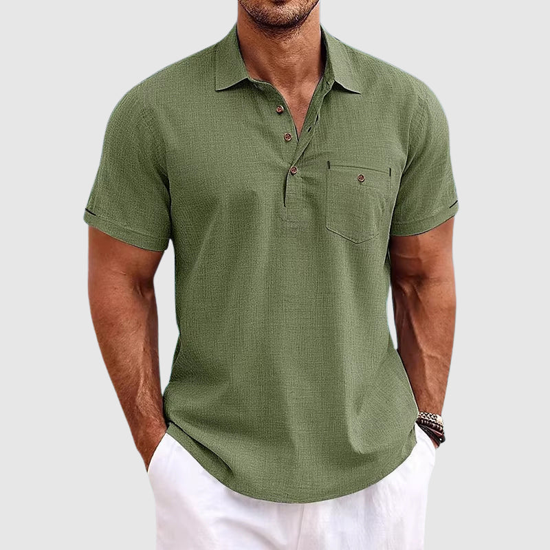 Camisa pólo de linho