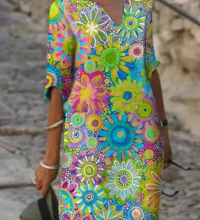 Concetta™ | VESTIDO FLORAL COLORIDO PERFEITO PARA QUALQUER OCASIÃO