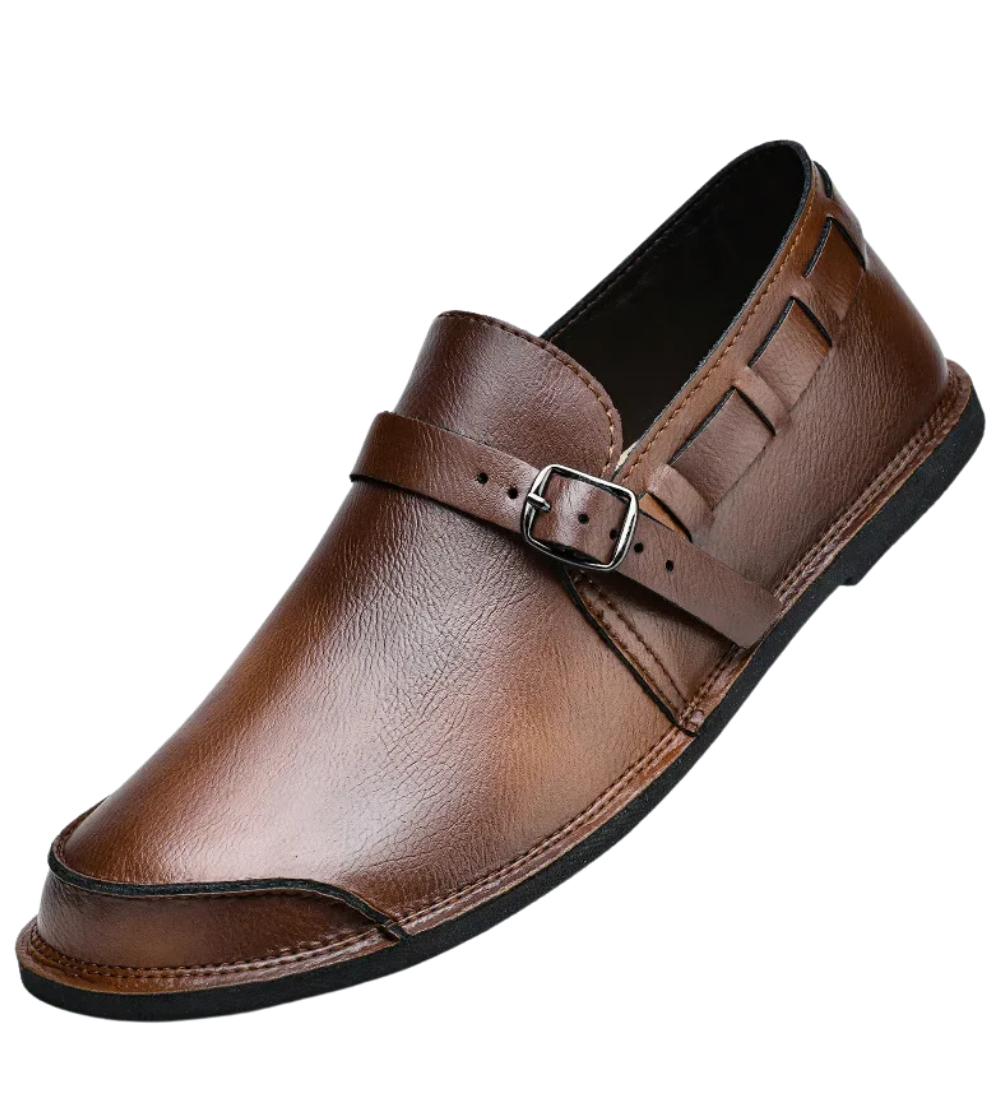 Mocassins de couro com fivela