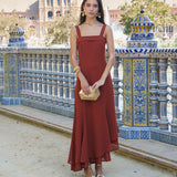 vestido largo asimetrico Ryota