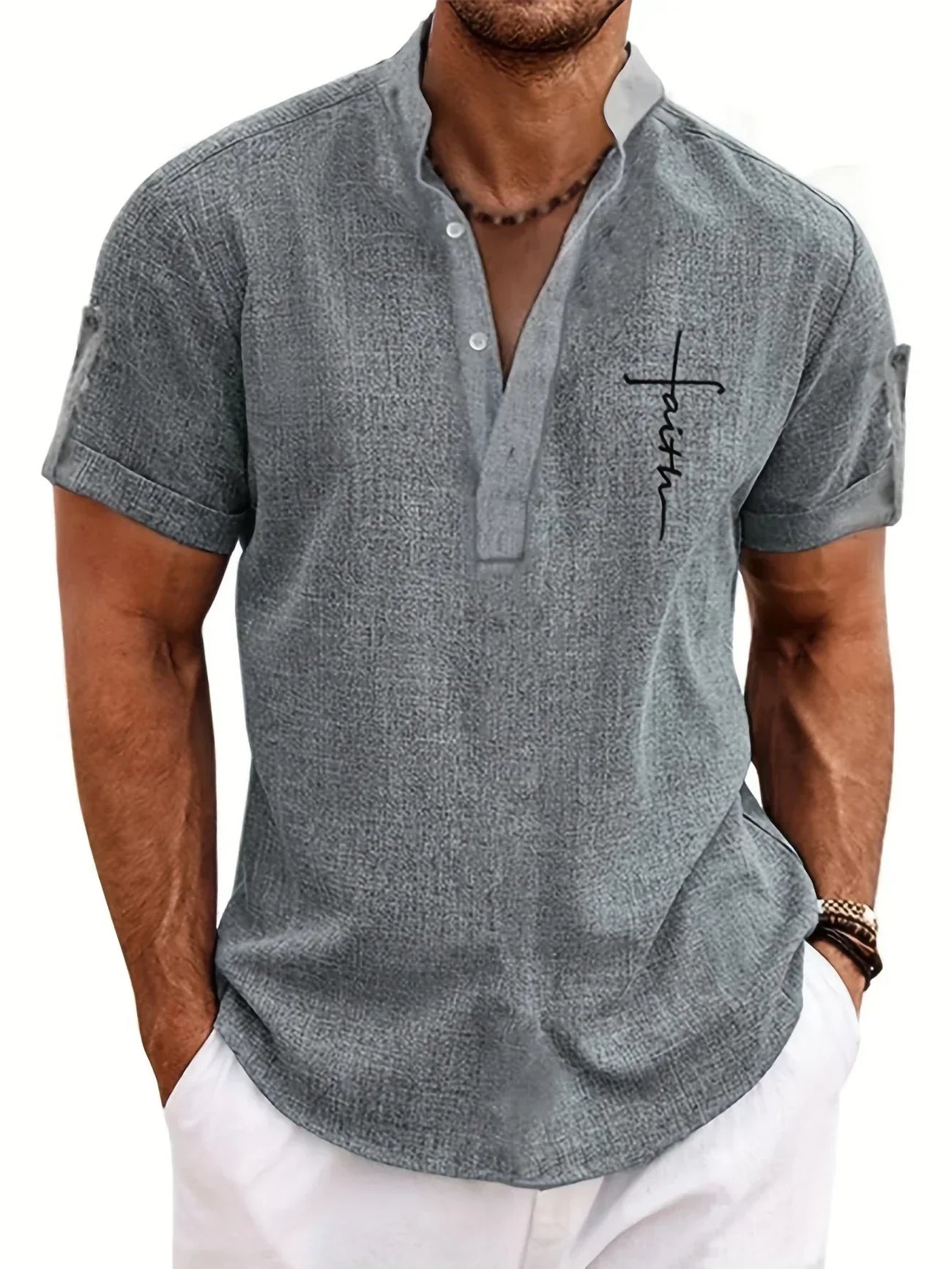Moda Lusitana - Camisa Elegante com Colarinho Moderno