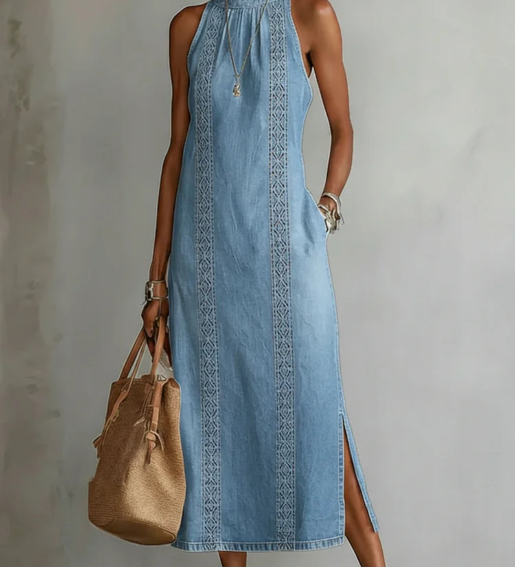 Moda Lusitana - Vestido de ganga com renda retro