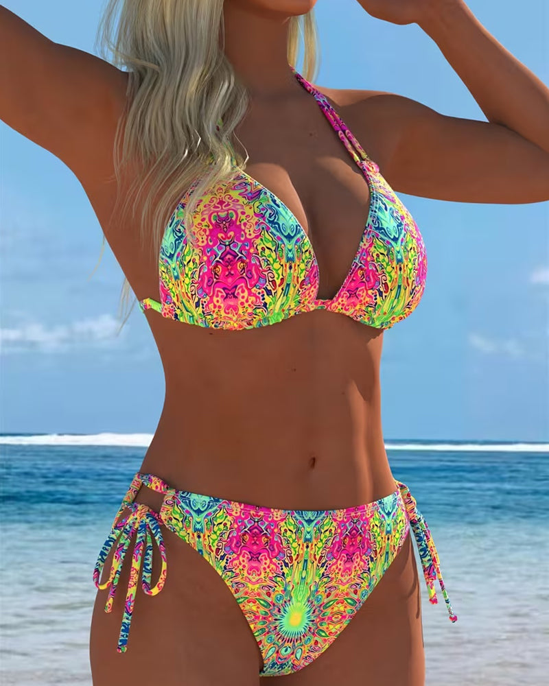 Moda Lusitana - Biquíni Estampado Com Decote Halter