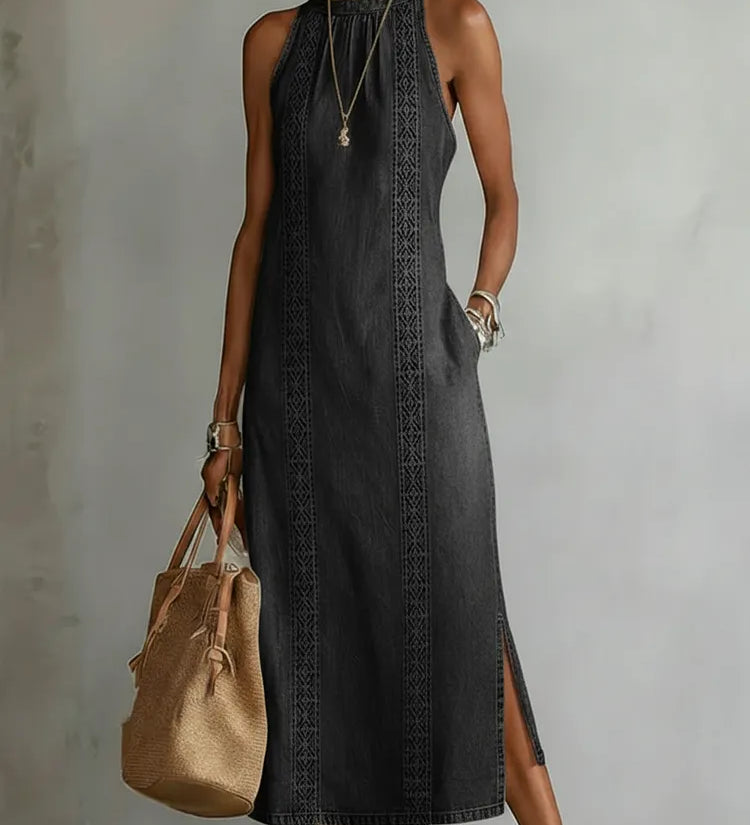 Moda Lusitana - Vestido de ganga com renda retro