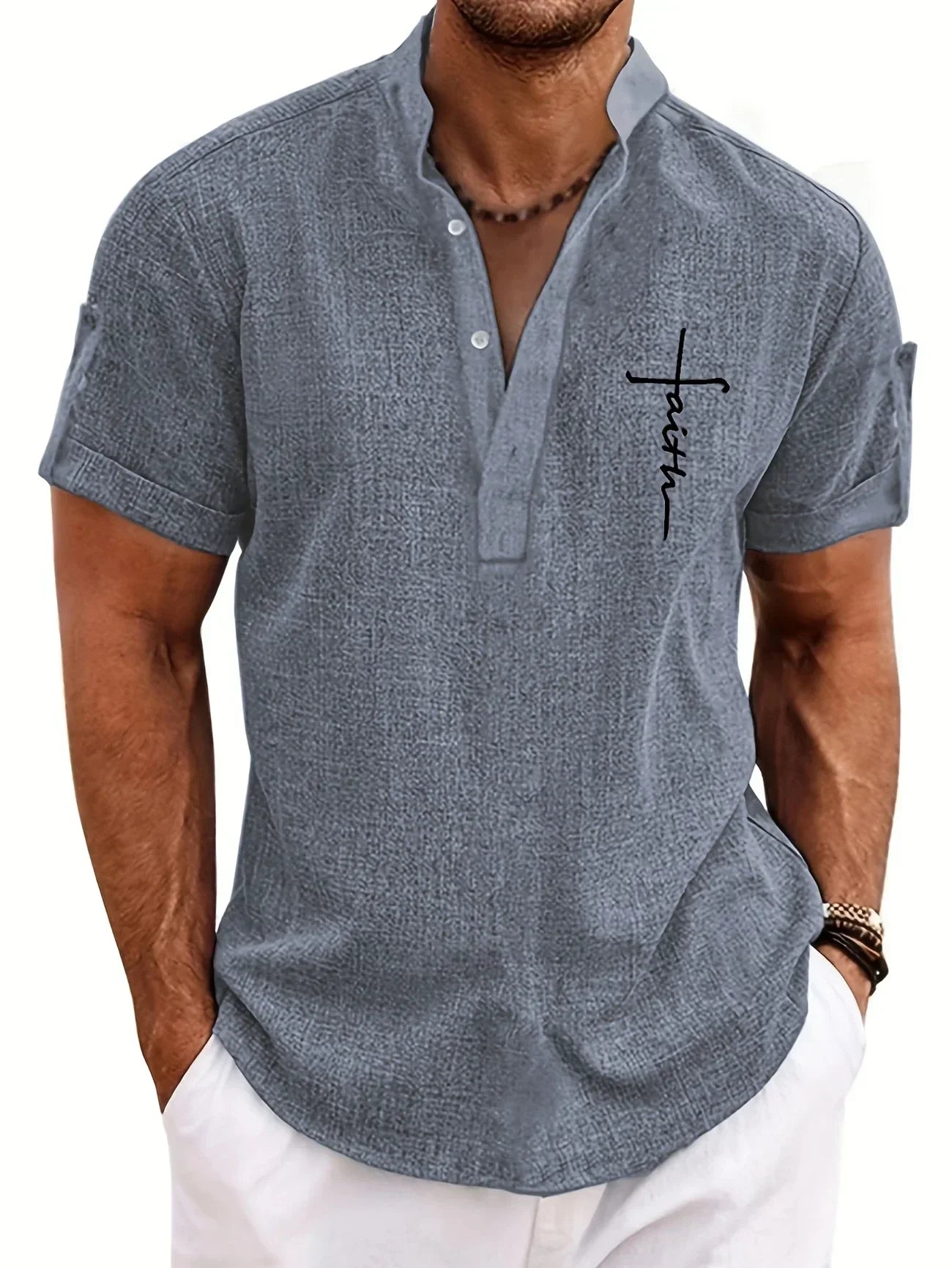Moda Lusitana - Camisa Elegante com Colarinho Moderno