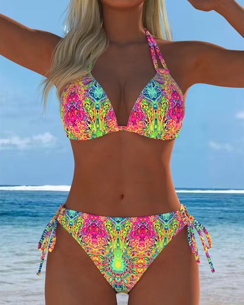 Moda Lusitana - Biquíni Estampado Com Decote Halter