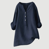 Moda Lusitana - Blusa Casual de Linho com Botões