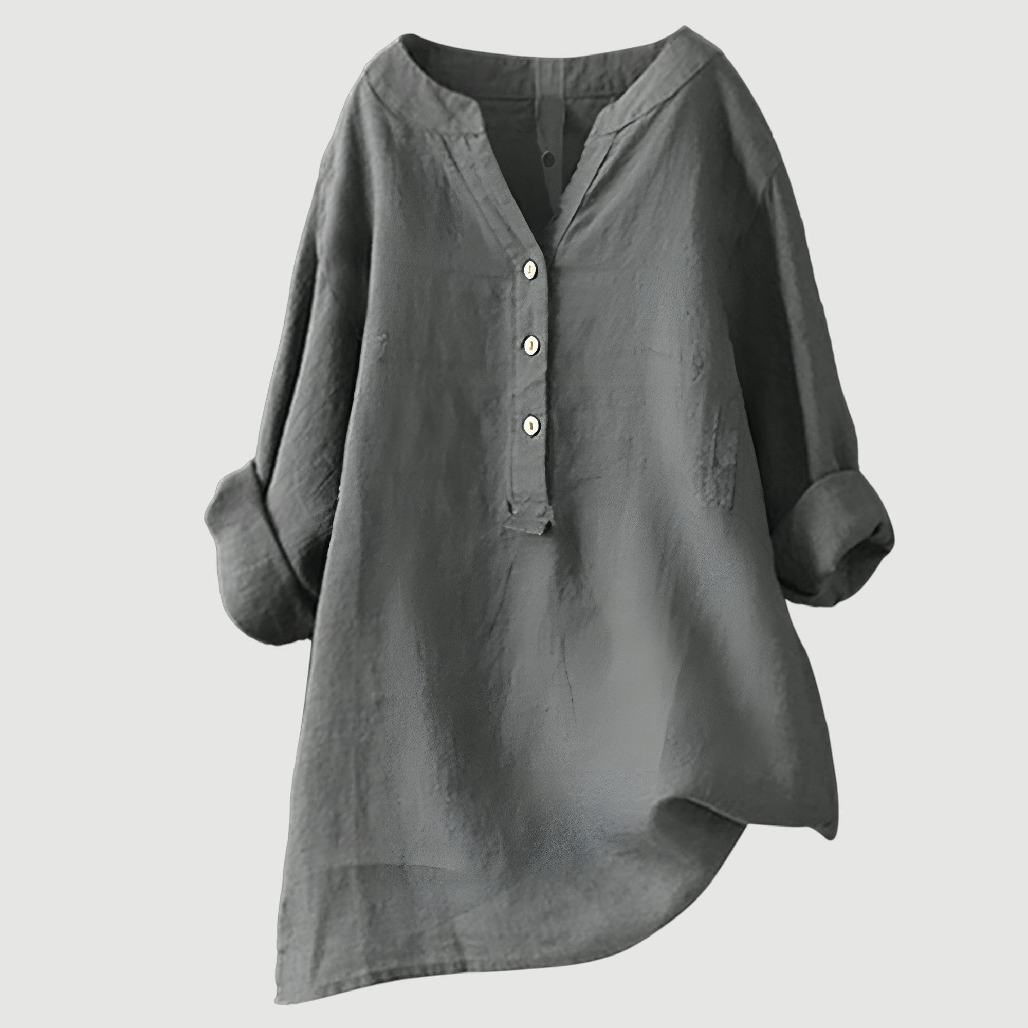 Moda Lusitana - Blusa Casual de Linho com Botões